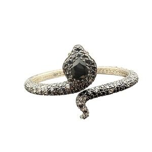 John Hardy Naga Legends Cobra Snake Cuff Black 925 Sterling Silver Cuff Bracelet